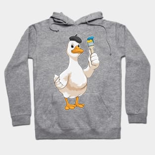 Duck as Painter with Paint brush Hoodie